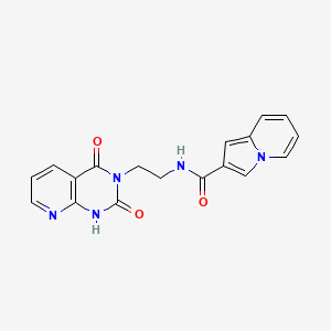 molecular formula C18H15N5O3 B2905916 N-(2-(2,4-dioxo-1,2-dihydropyrido[2,3-d]pyrimidin-3(4H)-yl)ethyl)indolizine-2-carboxamide CAS No. 2034271-66-2