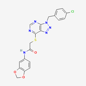 molecular formula C20H15ClN6O3S B2905924 N-(benzo[d][1,3]dioxol-5-yl)-2-((3-(4-chlorobenzyl)-3H-[1,2,3]triazolo[4,5-d]pyrimidin-7-yl)thio)acetamide CAS No. 941911-57-5
