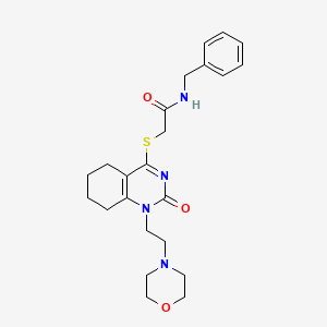 molecular formula C23H30N4O3S B2905932 N-benzyl-2-((1-(2-morpholinoethyl)-2-oxo-1,2,5,6,7,8-hexahydroquinazolin-4-yl)thio)acetamide CAS No. 898435-26-2