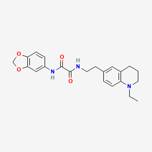 molecular formula C22H25N3O4 B2905945 N-(2H-1,3-benzodioxol-5-yl)-N'-[2-(1-ethyl-1,2,3,4-tetrahydroquinolin-6-yl)ethyl]ethanediamide CAS No. 955609-97-9