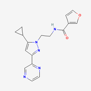 molecular formula C17H17N5O2 B2906003 N-(2-(5-cyclopropyl-3-(pyrazin-2-yl)-1H-pyrazol-1-yl)ethyl)furan-3-carboxamide CAS No. 2034601-36-8