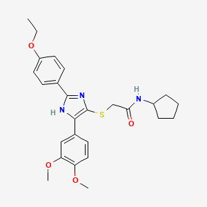 molecular formula C26H31N3O4S B2906026 N-CYCLOPENTYL-2-{[5-(3,4-DIMETHOXYPHENYL)-2-(4-ETHOXYPHENYL)-1H-IMIDAZOL-4-YL]SULFANYL}ACETAMIDE CAS No. 901258-23-9