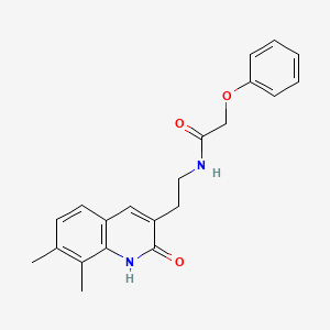 molecular formula C21H22N2O3 B2906051 N-[2-(7,8-dimethyl-2-oxo-1,2-dihydroquinolin-3-yl)ethyl]-2-phenoxyacetamide CAS No. 851407-50-6