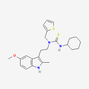 3-cyclohexyl-1-(2-(5-methoxy-2-methyl-1H-indol-3-yl)ethyl)-1-(thiophen-2-ylmethyl)thiourea