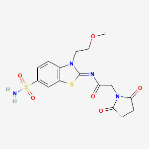 (Z)-2-(2,5-dioxopyrrolidin-1-yl)-N-(3-(2-methoxyethyl)-6-sulfamoylbenzo[d]thiazol-2(3H)-ylidene)acetamide