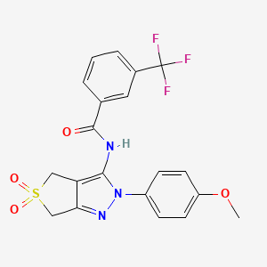 molecular formula C20H16F3N3O4S B2906134 N-[2-(4-methoxyphenyl)-5,5-dioxo-2H,4H,6H-5lambda6-thieno[3,4-c]pyrazol-3-yl]-3-(trifluoromethyl)benzamide CAS No. 450337-93-6