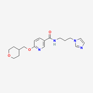 molecular formula C18H24N4O3 B2906180 N-[3-(1H-imidazol-1-yl)propyl]-6-[(oxan-4-yl)methoxy]pyridine-3-carboxamide CAS No. 2034241-14-8