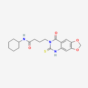 molecular formula C19H23N3O4S B2906186 N-cyclohexyl-4-{8-oxo-6-sulfanylidene-2H,5H,6H,7H,8H-[1,3]dioxolo[4,5-g]quinazolin-7-yl}butanamide CAS No. 688054-65-1