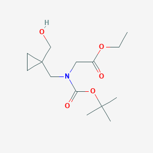 molecular formula C14H25NO5 B2906187 Ethyl 2-((tert-butoxycarbonyl)((1-(hydroxymethyl)cyclopropyl)methyl)amino)acetate CAS No. 1998216-45-7