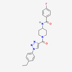 molecular formula C23H24FN5O2 B2906214 N-(1-(1-(4-ethylphenyl)-1H-1,2,3-triazole-4-carbonyl)piperidin-4-yl)-4-fluorobenzamide CAS No. 1251556-87-2
