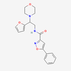 molecular formula C20H21N3O4 B2906219 N-(2-(furan-2-yl)-2-morpholinoethyl)-5-phenylisoxazole-3-carboxamide CAS No. 942897-01-0