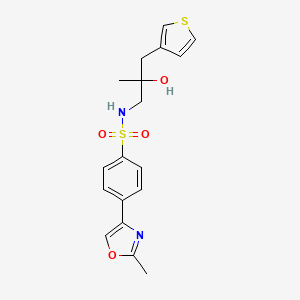 molecular formula C18H20N2O4S2 B2906264 N-{2-hydroxy-2-[(thiophen-3-yl)methyl]propyl}-4-(2-methyl-1,3-oxazol-4-yl)benzene-1-sulfonamide CAS No. 2097868-78-3