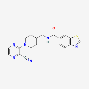 molecular formula C19H18N6OS B2906281 N-((1-(3-cyanopyrazin-2-yl)piperidin-4-yl)methyl)benzo[d]thiazole-6-carboxamide CAS No. 1797534-82-7