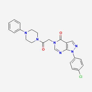 molecular formula C23H21ClN6O2 B2906313 1-(4-chlorophenyl)-5-(2-oxo-2-(4-phenylpiperazin-1-yl)ethyl)-1H-pyrazolo[3,4-d]pyrimidin-4(5H)-one CAS No. 852440-66-5