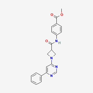 molecular formula C22H20N4O3 B2906328 methyl 4-[1-(6-phenylpyrimidin-4-yl)azetidine-3-amido]benzoate CAS No. 2034618-72-7