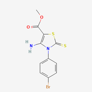 molecular formula C11H9BrN2O2S2 B2906336 methyl 4-amino-3-(4-bromophenyl)-2-sulfanylidene-2,3-dihydro-1,3-thiazole-5-carboxylate CAS No. 689772-64-3