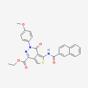 molecular formula C27H21N3O5S B2906341 ethyl 3-(4-methoxyphenyl)-5-(naphthalene-2-amido)-4-oxo-3H,4H-thieno[3,4-d]pyridazine-1-carboxylate CAS No. 851952-22-2