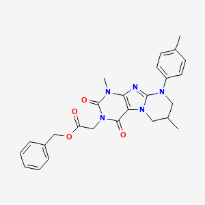 molecular formula C26H27N5O4 B2906352 benzyl 2-[1,7-dimethyl-9-(4-methylphenyl)-2,4-dioxo-1H,2H,3H,4H,6H,7H,8H,9H-pyrimido[1,2-g]purin-3-yl]acetate CAS No. 844825-36-1