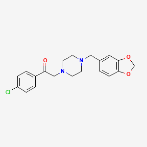 B2906382 2-[4-(1,3-Benzodioxol-5-ylmethyl)piperazin-1-yl]-1-(4-chlorophenyl)ethanone CAS No. 327094-24-6