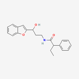 molecular formula C21H23NO3 B2906396 N-[3-(1-BENZOFURAN-2-YL)-3-HYDROXYPROPYL]-2-PHENYLBUTANAMIDE CAS No. 1448045-75-7