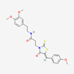molecular formula C24H26N2O5S2 B2906438 N-[2-(3,4-dimethoxyphenyl)ethyl]-3-[(5Z)-5-[(4-methoxyphenyl)methylidene]-4-oxo-2-sulfanylidene-1,3-thiazolidin-3-yl]propanamide CAS No. 900135-27-5