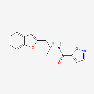 molecular formula C15H14N2O3 B2906476 N-[1-(1-benzofuran-2-yl)propan-2-yl]-1,2-oxazole-5-carboxamide CAS No. 2034293-48-4