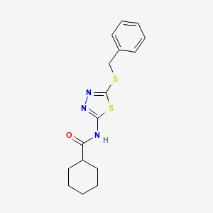 molecular formula C16H19N3OS2 B2906484 N-[5-(benzylsulfanyl)-1,3,4-thiadiazol-2-yl]cyclohexanecarboxamide CAS No. 393565-61-2