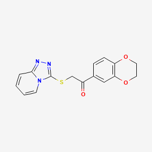 molecular formula C16H13N3O3S B2906527 1-(2,3-Dihydro-1,4-benzodioxin-6-yl)-2-([1,2,4]triazolo[4,3-a]pyridin-3-ylthio)ethanone CAS No. 690643-07-3