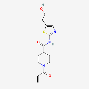 molecular formula C14H19N3O3S B2906565 N-[5-(2-Hydroxyethyl)-1,3-thiazol-2-yl]-1-prop-2-enoylpiperidine-4-carboxamide CAS No. 2361886-15-7