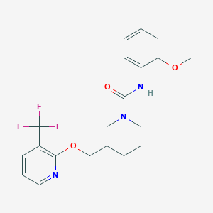 molecular formula C20H22F3N3O3 B2906585 N-(2-methoxyphenyl)-3-({[3-(trifluoromethyl)pyridin-2-yl]oxy}methyl)piperidine-1-carboxamide CAS No. 2379974-93-1