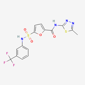 molecular formula C15H11F3N4O4S2 B2906608 N-(5-methyl-1,3,4-thiadiazol-2-yl)-5-(N-(3-(trifluoromethyl)phenyl)sulfamoyl)furan-2-carboxamide CAS No. 1171402-98-4