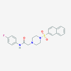 molecular formula C22H22FN3O3S B2906618 N-(4-fluorophenyl)-2-(4-(naphthalen-2-ylsulfonyl)piperazin-1-yl)acetamide CAS No. 890604-52-1