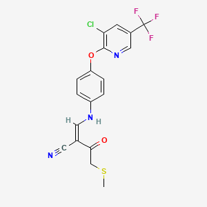 3-(4-{[3-Chloro-5-(trifluoromethyl)-2-pyridinyl]oxy}anilino)-2-[2-(methylsulfanyl)acetyl]acrylonitrile