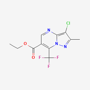 molecular formula C11H9ClF3N3O2 B2906644 Ethyl 3-chloro-2-methyl-7-(trifluoromethyl)pyrazolo[1,5-a]pyrimidine-6-carboxylate CAS No. 685108-15-0