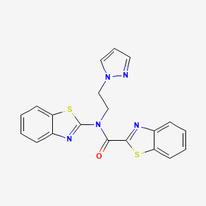 molecular formula C20H15N5OS2 B2906695 N-(1,3-benzothiazol-2-yl)-N-[2-(1H-pyrazol-1-yl)ethyl]-1,3-benzothiazole-2-carboxamide CAS No. 1170060-78-2
