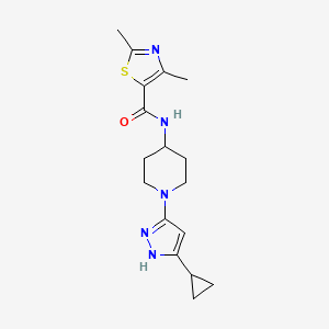 molecular formula C17H23N5OS B2906697 N-[1-(5-cyclopropyl-1H-pyrazol-3-yl)piperidin-4-yl]-2,4-dimethyl-1,3-thiazole-5-carboxamide CAS No. 2034200-60-5