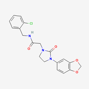 molecular formula C19H18ClN3O4 B2906703 2-(3-(benzo[d][1,3]dioxol-5-yl)-2-oxoimidazolidin-1-yl)-N-(2-chlorobenzyl)acetamide CAS No. 1323298-66-3