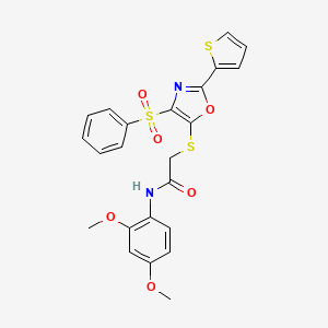 2-[[4-(benzenesulfonyl)-2-thiophen-2-yl-1,3-oxazol-5-yl]sulfanyl]-N-(2,4-dimethoxyphenyl)acetamide