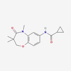 molecular formula C16H20N2O3 B2906709 N-(3,3,5-trimethyl-4-oxo-2,3,4,5-tetrahydro-1,5-benzoxazepin-7-yl)cyclopropanecarboxamide CAS No. 921542-06-5