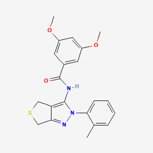 molecular formula C21H21N3O3S B2906714 3,5-dimethoxy-N-(2-(o-tolyl)-4,6-dihydro-2H-thieno[3,4-c]pyrazol-3-yl)benzamide CAS No. 361172-17-0