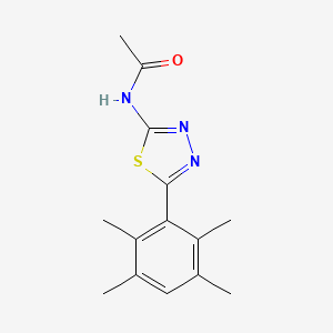 molecular formula C14H17N3OS B2906723 N-[5-(2,3,5,6-tetramethylphenyl)-1,3,4-thiadiazol-2-yl]acetamide CAS No. 391225-90-4