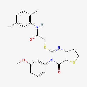 molecular formula C23H23N3O3S2 B2906762 N-(2,5-dimethylphenyl)-2-{[3-(3-methoxyphenyl)-4-oxo-3H,4H,6H,7H-thieno[3,2-d]pyrimidin-2-yl]sulfanyl}acetamide CAS No. 877654-92-7