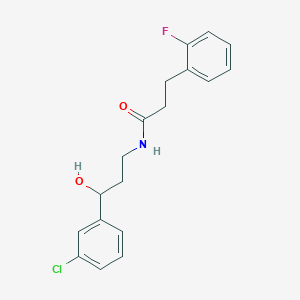 molecular formula C18H19ClFNO2 B2906764 N-[3-(3-chlorophenyl)-3-hydroxypropyl]-3-(2-fluorophenyl)propanamide CAS No. 2034354-80-6