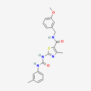 molecular formula C21H22N4O3S B2906767 N-(3-methoxybenzyl)-4-methyl-2-(3-(m-tolyl)ureido)thiazole-5-carboxamide CAS No. 941975-03-7