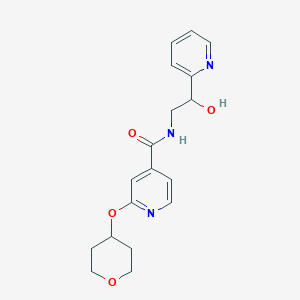 molecular formula C18H21N3O4 B2906768 N-[2-hydroxy-2-(pyridin-2-yl)ethyl]-2-(oxan-4-yloxy)pyridine-4-carboxamide CAS No. 2034392-42-0