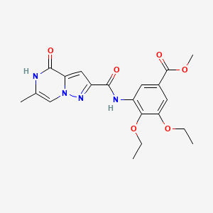 molecular formula C20H22N4O6 B2906776 Methyl 3,4-diethoxy-5-(6-methyl-4-oxo-4,5-dihydropyrazolo[1,5-a]pyrazine-2-carboxamido)benzoate CAS No. 2188279-38-9