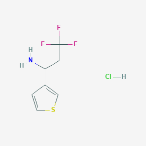 molecular formula C7H9ClF3NS B2906789 3,3,3-Trifluoro-1-(thiophen-3-yl)propan-1-amine hydrochloride CAS No. 1820736-32-0