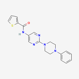 molecular formula C19H19N5OS B2906797 N-[2-(4-Phenylpiperazin-1-YL)pyrimidin-5-YL]thiophene-2-carboxamide CAS No. 1421524-07-3