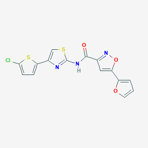 molecular formula C15H8ClN3O3S2 B2906819 N-[4-(5-chlorothiophen-2-yl)-1,3-thiazol-2-yl]-5-(furan-2-yl)-1,2-oxazole-3-carboxamide CAS No. 1203269-58-2