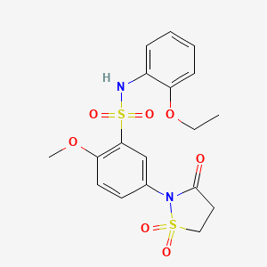 molecular formula C18H20N2O7S2 B2906829 5-(1,1-dioxido-3-oxoisothiazolidin-2-yl)-N-(2-ethoxyphenyl)-2-methoxybenzenesulfonamide CAS No. 1015572-78-7